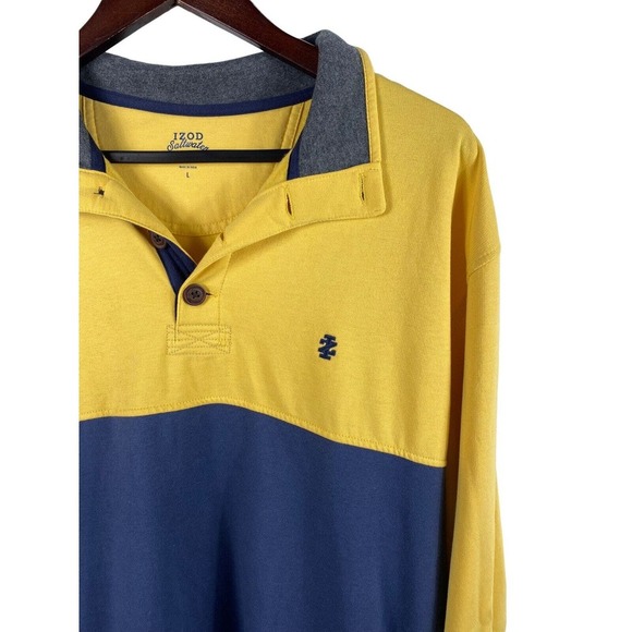 Izod Saltwater 1/4 Zip Sweatshirt Pullover Shirt Mens L Colorblock Rugby Sailing - Picture 1 of 6